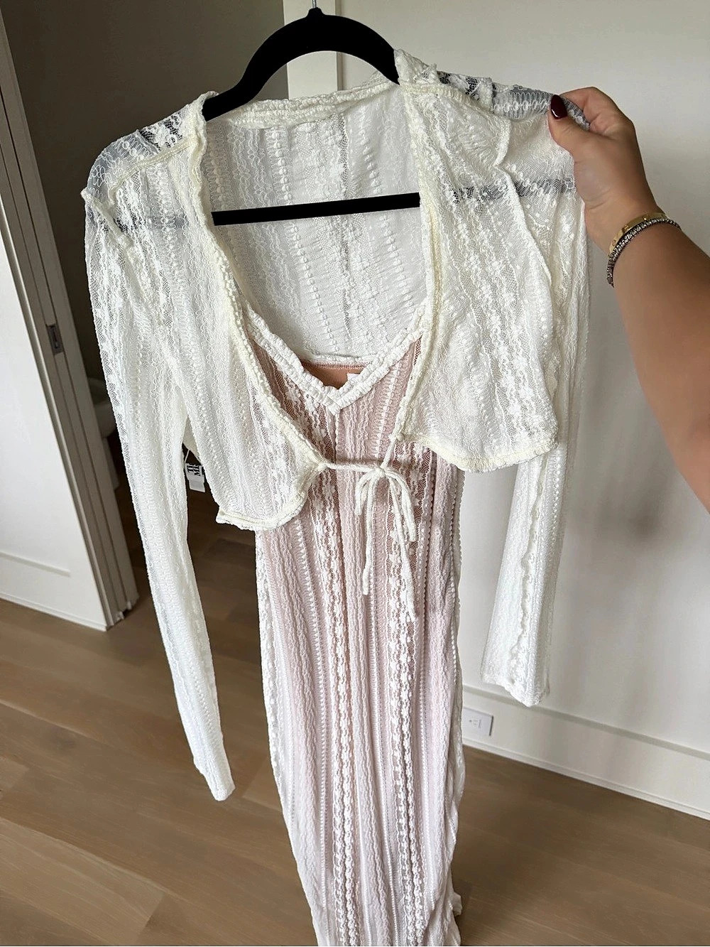 Tiger Mist Maxi Dress with Bolero in Pink & White Size Small Like New